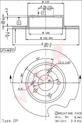 Villar 628.1733 - Тормозной диск autosila-amz.com