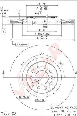 Villar 628.2008 - Тормозной диск autosila-amz.com