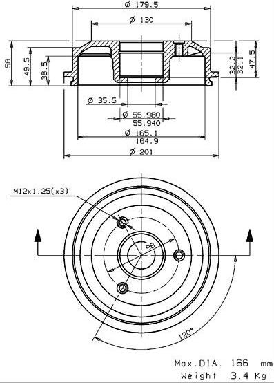 Villar 627.0044 - Тормозной барабан autosila-amz.com