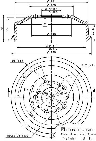 Villar 627.0056 - Тормозной барабан autosila-amz.com