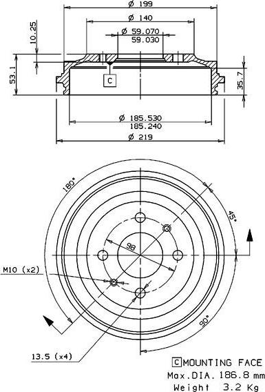 Villar 627.0019 - Тормозной барабан autosila-amz.com