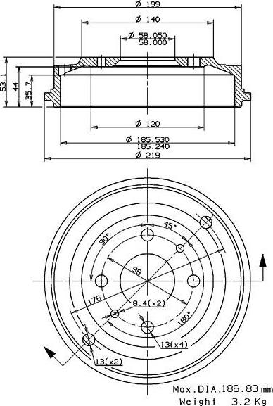 Villar 627.0013 - Тормозной барабан autosila-amz.com