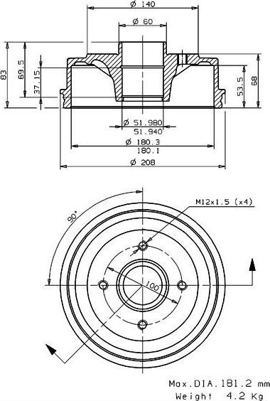 Villar 627.0033 - Тормозной барабан autosila-amz.com