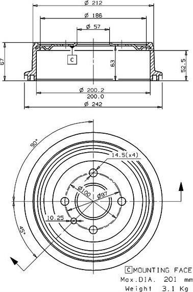 Villar 627.0032 - Тормозной барабан autosila-amz.com