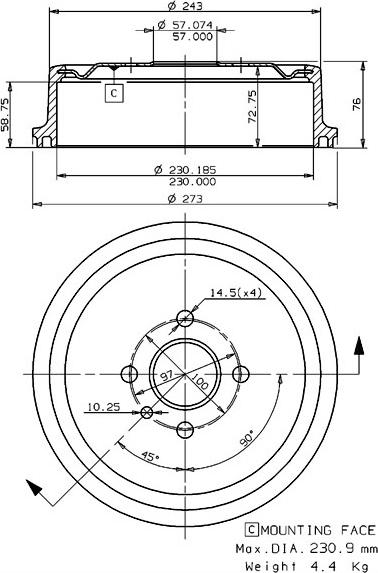 Villar 627.0070 - Тормозной барабан autosila-amz.com