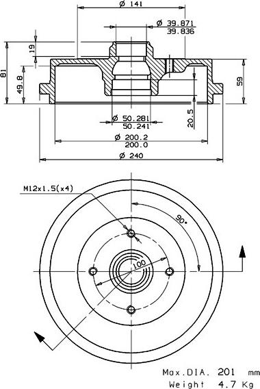 Villar 627.0072 - Тормозной барабан autosila-amz.com