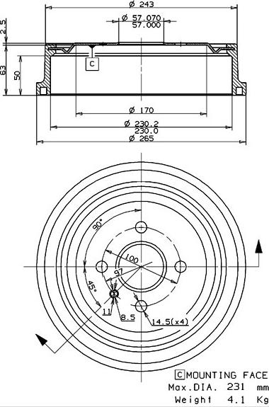 Villar 627.0113 - Тормозной барабан autosila-amz.com