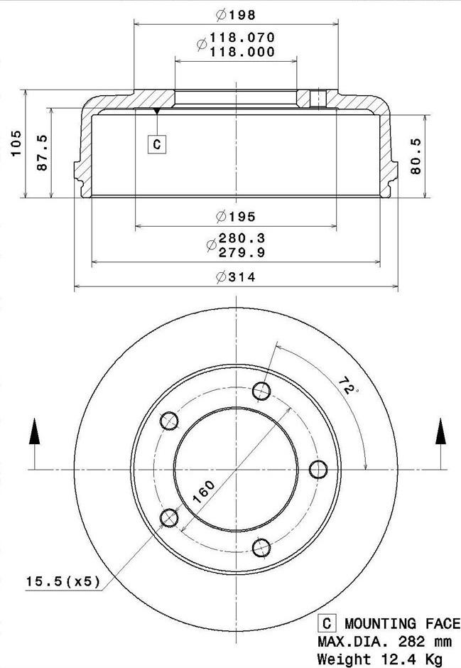 Villar 627.0307 - Тормозной барабан autosila-amz.com