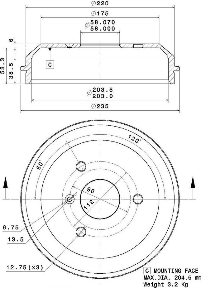 Villar 627.0298 - Тормозной барабан autosila-amz.com