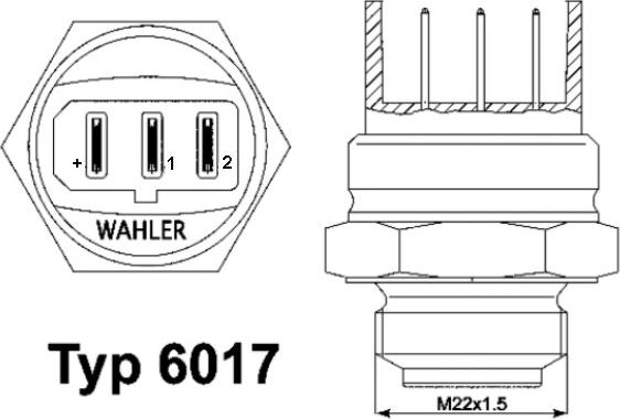WAHLER 6017.95D - датчик включения вентилятора!\ VW Golf/Passat 1.05-2.8i/1.6D/1.9D/TD 83-00 autosila-amz.com
