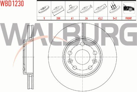 Walburg WBD1230 - Тормозной диск autosila-amz.com