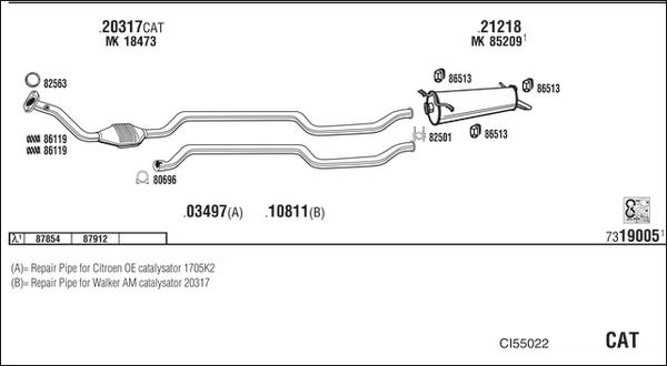 Walker CI55022 - Система выпуска ОГ autosila-amz.com