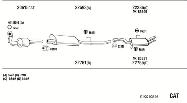 Walker CIK010546 - Система выпуска ОГ autosila-amz.com