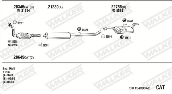 Walker CIK134080AB - Система выпуска ОГ autosila-amz.com