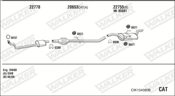 Walker CIK134080B - Система выпуска ОГ autosila-amz.com