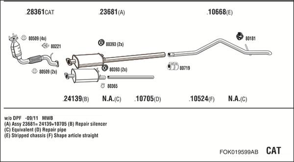 Walker FOK019599AB - Система выпуска ОГ autosila-amz.com