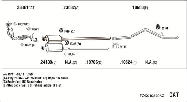 Walker FOK019599AC - Система выпуска ОГ autosila-amz.com