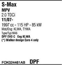 Walker FOK024461AB - Система выпуска ОГ autosila-amz.com