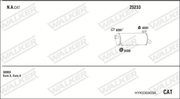 Walker HYK030903A - Система выпуска ОГ autosila-amz.com