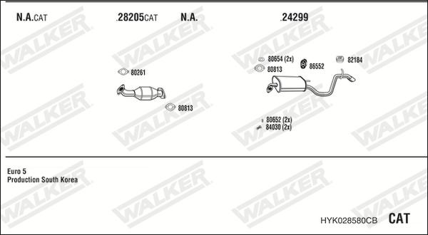 Walker HYK028580CB - Система выпуска ОГ autosila-amz.com