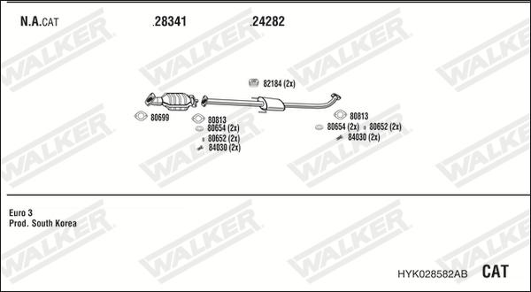 Walker HYK028582AB - Система выпуска ОГ autosila-amz.com