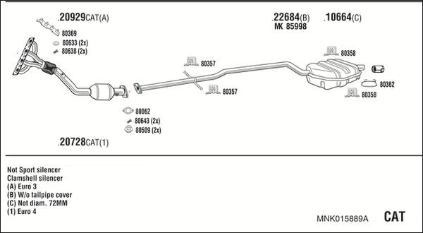 Walker MNK015889A - Система выпуска ОГ autosila-amz.com