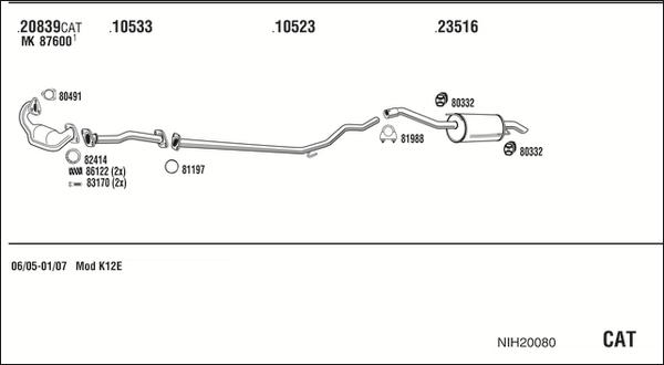 Walker NIH20080 - Система выпуска ОГ autosila-amz.com