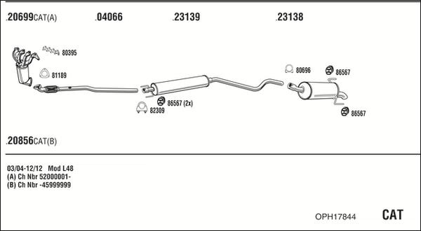 Walker OPH17844 - Система выпуска ОГ autosila-amz.com