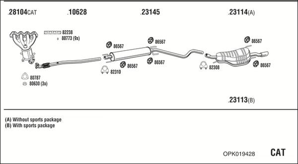 Walker OPK019428 - Система выпуска ОГ autosila-amz.com