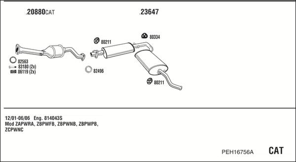 Walker PEH16756A - Система выпуска ОГ autosila-amz.com