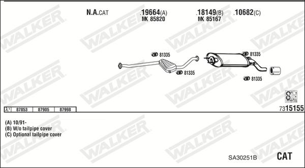 Walker SA30251B - Система выпуска ОГ autosila-amz.com