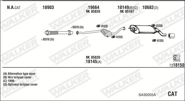 Walker SA30205A - Система выпуска ОГ autosila-amz.com