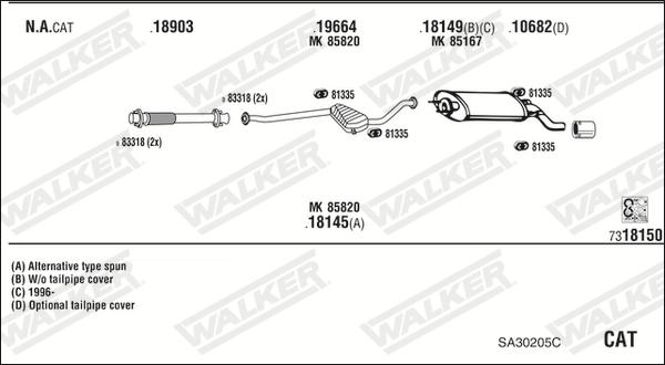 Walker SA30205C - Система выпуска ОГ autosila-amz.com