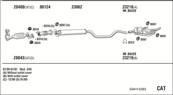 Walker SAH14283 - Система выпуска ОГ autosila-amz.com