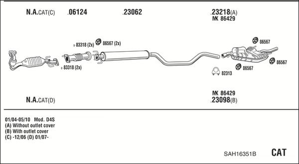 Walker SAH16351B - Система выпуска ОГ autosila-amz.com