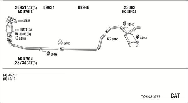 Walker TOK034978 - Система выпуска ОГ autosila-amz.com