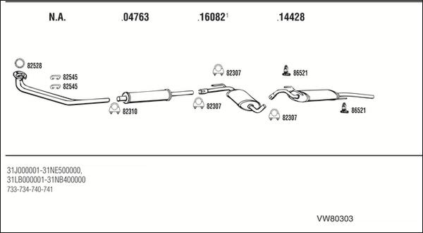 Walker VW80303 - Система выпуска ОГ autosila-amz.com