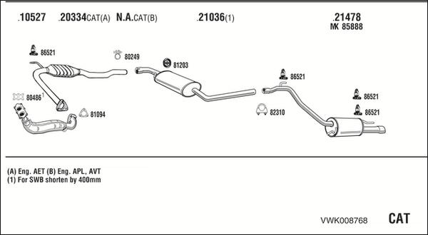 Walker VWK008768 - Система выпуска ОГ autosila-amz.com