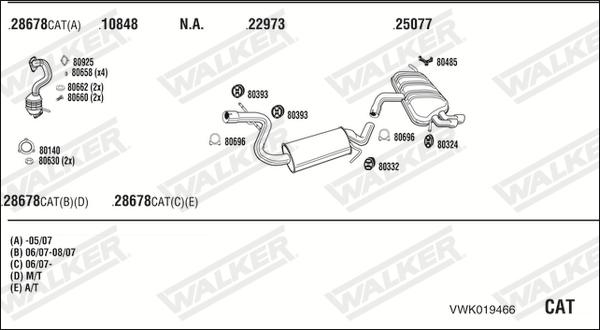 Walker VWK019466 - Система выпуска ОГ autosila-amz.com