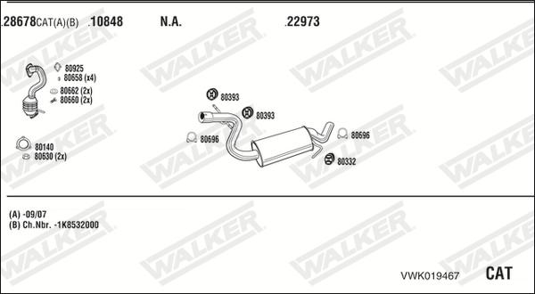 Walker VWK019467 - Система выпуска ОГ autosila-amz.com