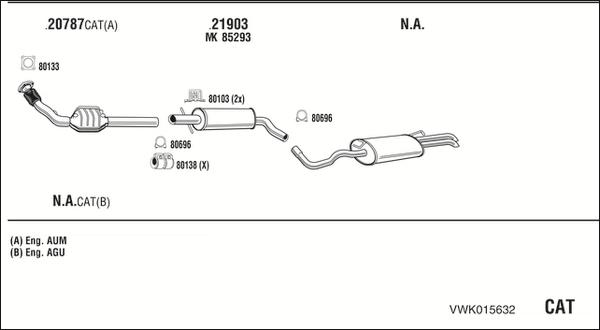 Walker VWK015632 - Система выпуска ОГ autosila-amz.com