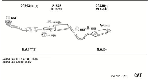 Walker VWK015112 - Система выпуска ОГ autosila-amz.com