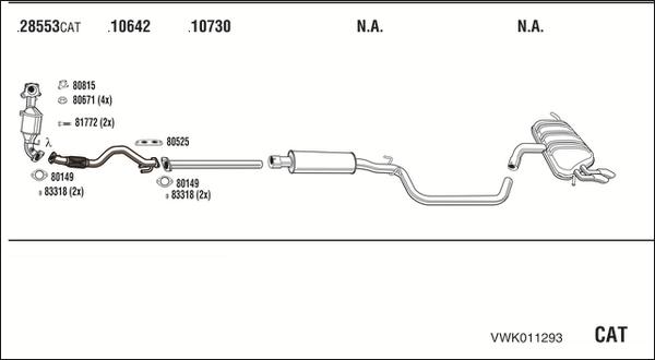 Walker VWK011293 - Система выпуска ОГ autosila-amz.com