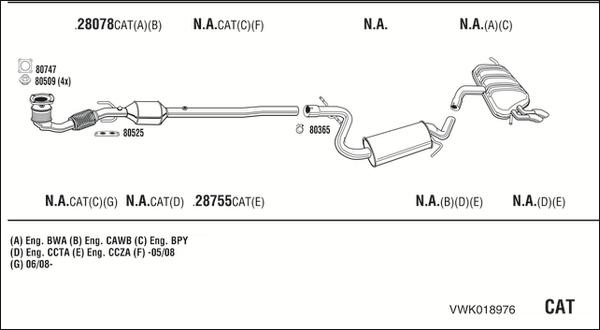 Walker VWK018976 - Система выпуска ОГ autosila-amz.com