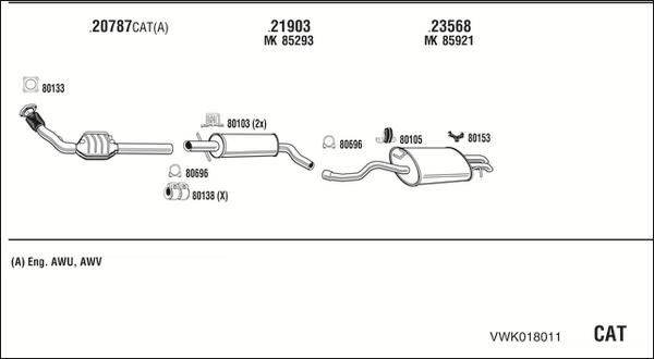 Walker VWK018011 - Система выпуска ОГ autosila-amz.com