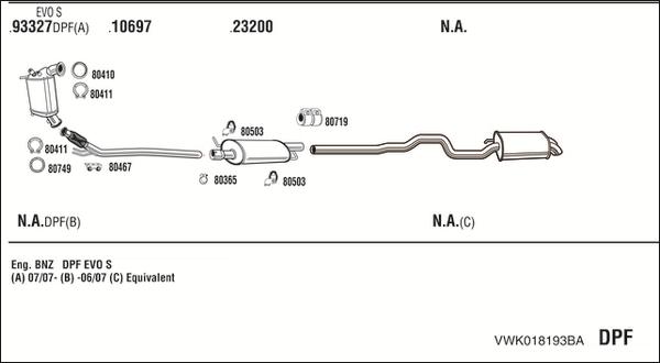 Walker VWK018193BA - Система выпуска ОГ autosila-amz.com