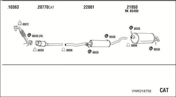 Walker VWK018756 - Система выпуска ОГ autosila-amz.com