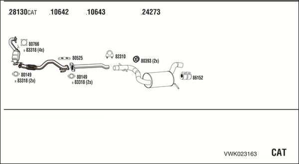 Walker VWK023163 - Система выпуска ОГ autosila-amz.com