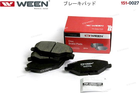 Ween 151-0027 - Тормозные колодки, дисковые, комплект autosila-amz.com