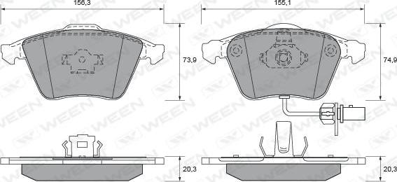 Ween 151-1943 - Тормозные колодки, дисковые, комплект autosila-amz.com